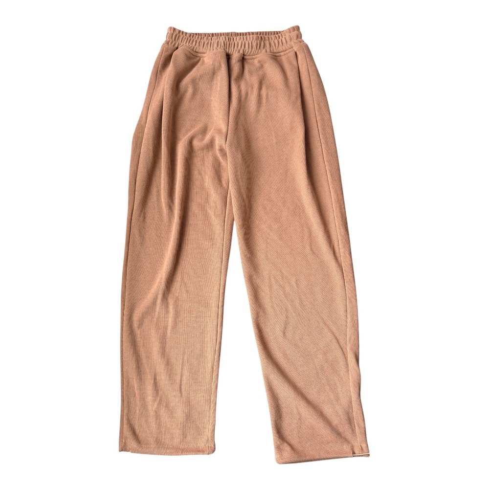 Halara Ribbed Barrel Leg Pants Small High Waist Drawstring Hem NWT Camel‎ Brown